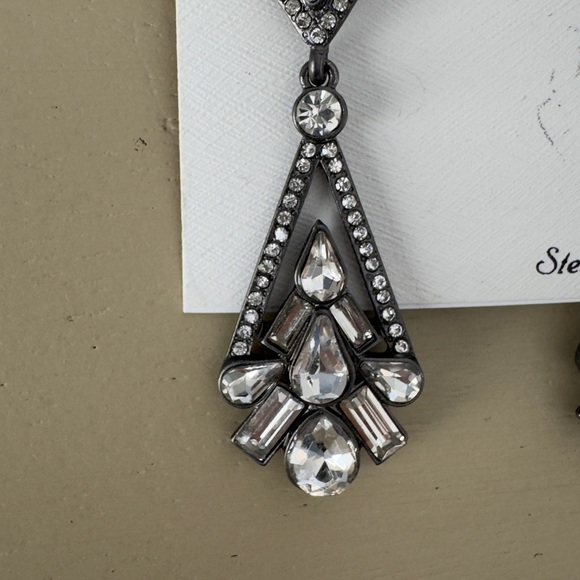 Badgley Mischka Art Deco Statement Drop Earrings With Clear Crystals - Picture 5 of 6